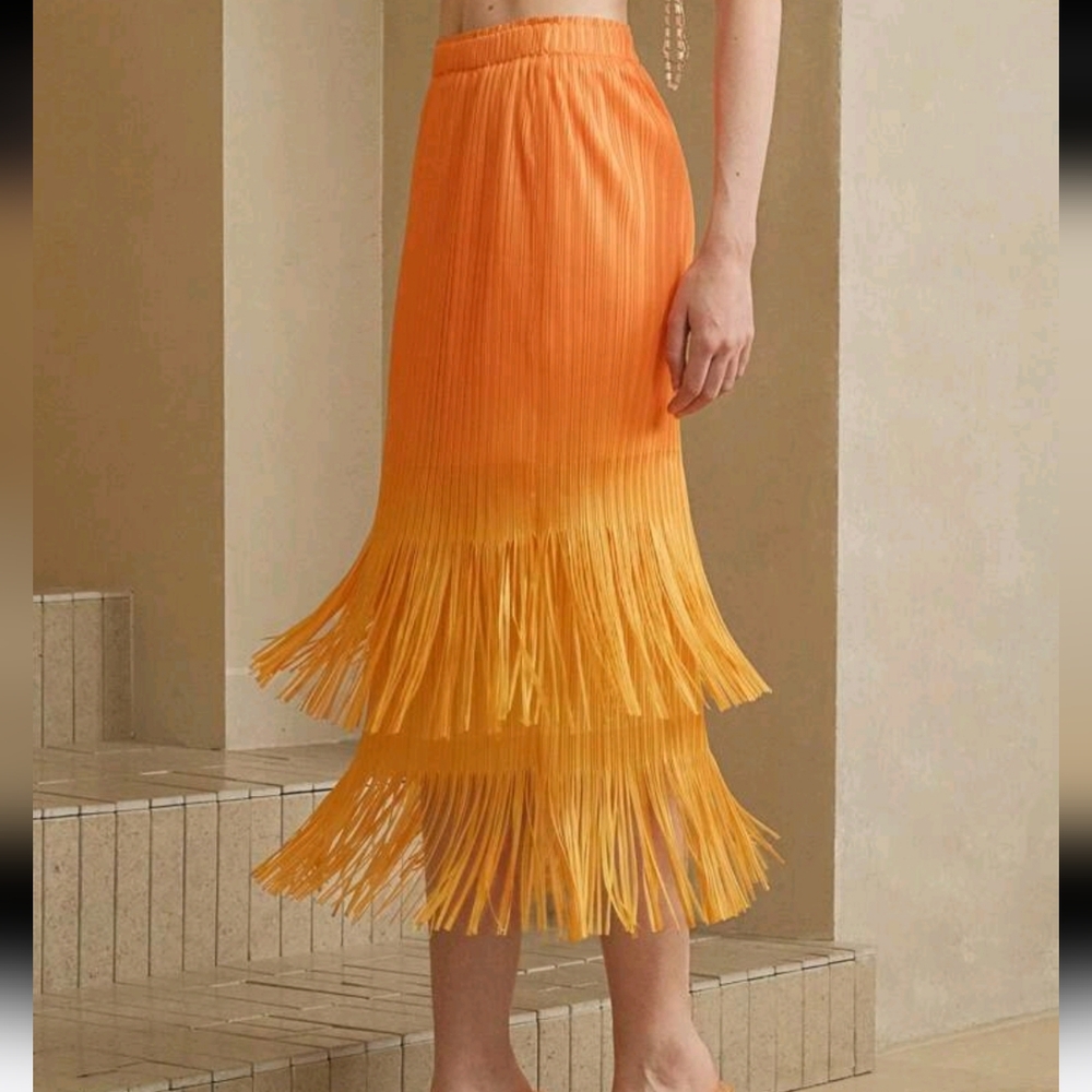 Women's Elegant High-End Ombre Dye Casual Pleated Double Layer Vintage Tassel - Picture 1 of 4